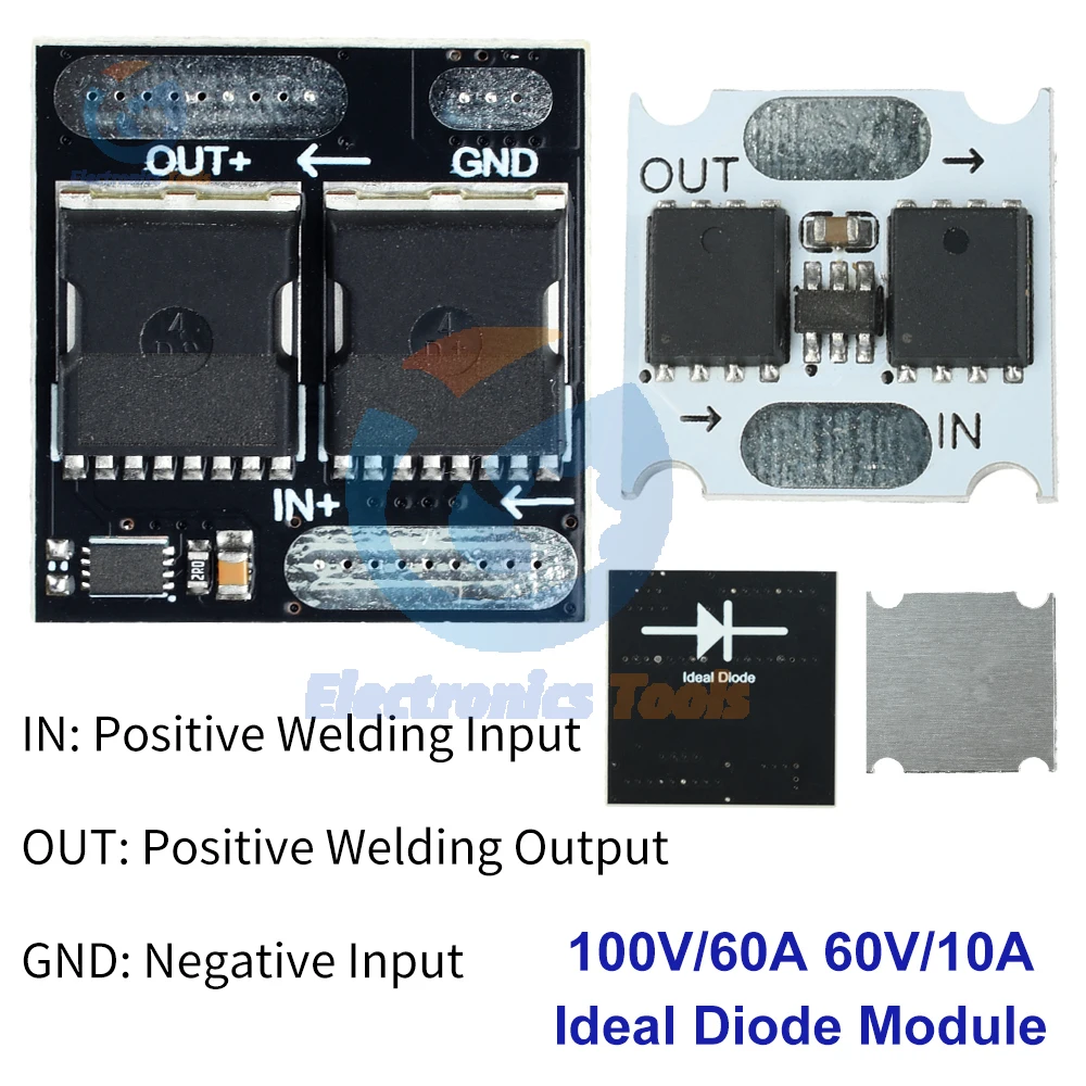 Ideal Diode Module 100V/60A 60V/10A Anti-Backflow Ultra-Low Power Rectifier Power Supply Industrial Battery Protection Board