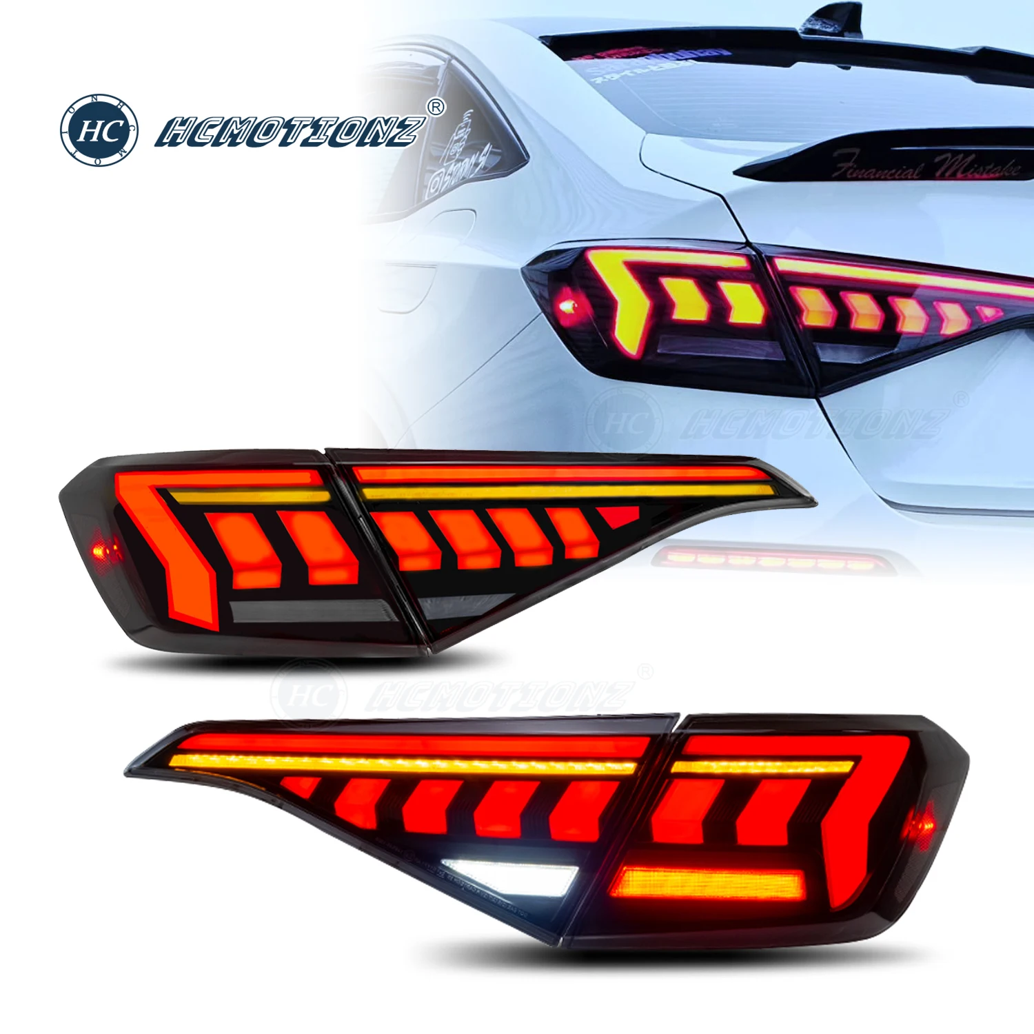 HCMOTIONZ LED Tail Lights for Honda Civic 11th Gen 2022-2026 Sedan Rear Back Lamps Assembly Lighting System DRL Animation