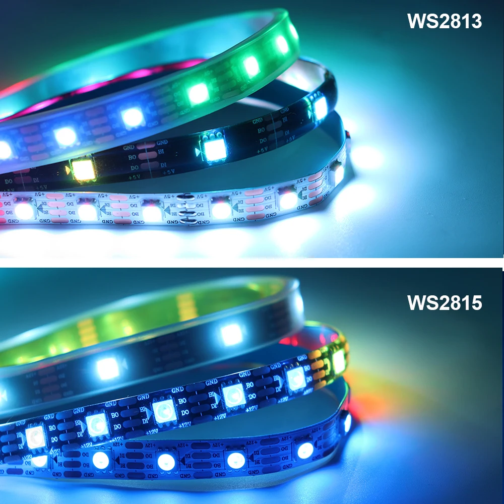 WS2812B WS2811 WS2813 WS2815 30/60/144 светодиодов/м Смарт-пиксели RGB Светодиодная лента WS2812 Индивидуально адресуемая светодиодная лента DC5V 12V