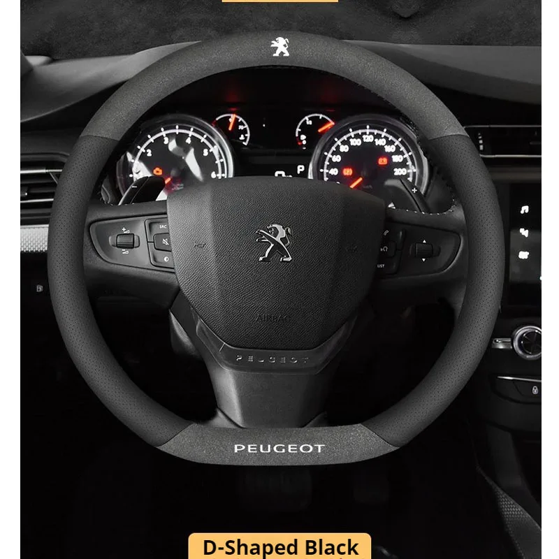 36cm Car Steering Wheel Cover For Peugeot GT-Line 107 206 207 208 301 307 308 406 407 408 508 607 2008 3008 4008 5008 RCZ Rifter