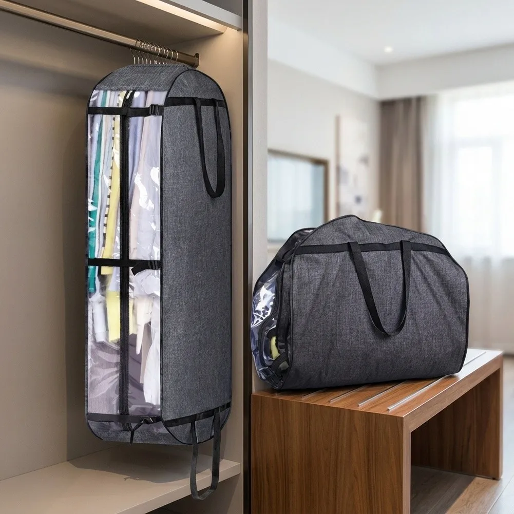 Foldable Large Garment Bag for Jackets Blankets and Apparel with Easy-Carry Handles and Structured Interior Layout
