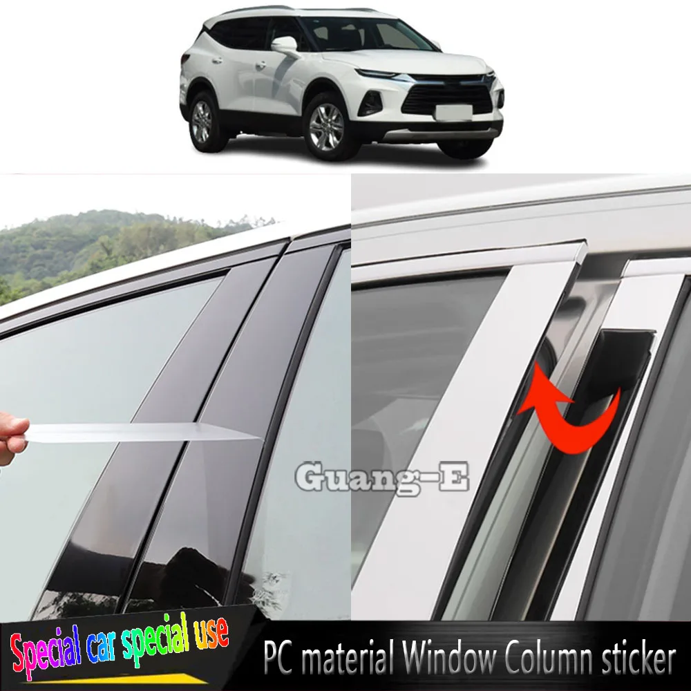 For Chevrolet Blazer 2020 2021 2022-2024  Car TPU/Glossy Mirror Pillar Post Cover Door Trim Window Stickers Accessories 6PCS