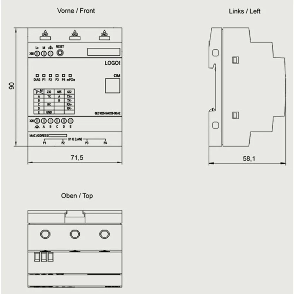 وحدة الإخراج الرقمي PLC الصناعية 6ED1055-5MC08-0BA2 8 قنوات مرحل 2A مع حامل السكك الحديدية DIN لأنظمة التحكم الآلي