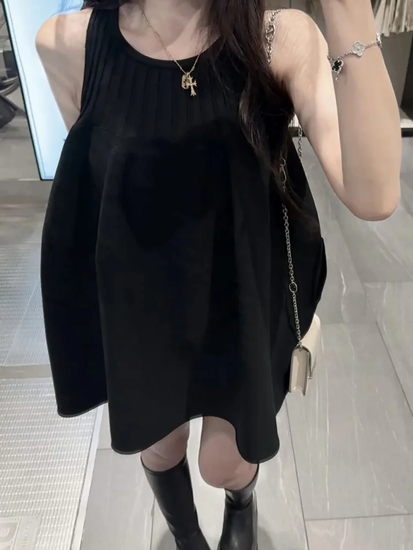 Casual Style Sweet Spicy Versatile Women's Dress Korean Version Summer New Arrival  Skirt A-Line Silhouette Spring Autumn