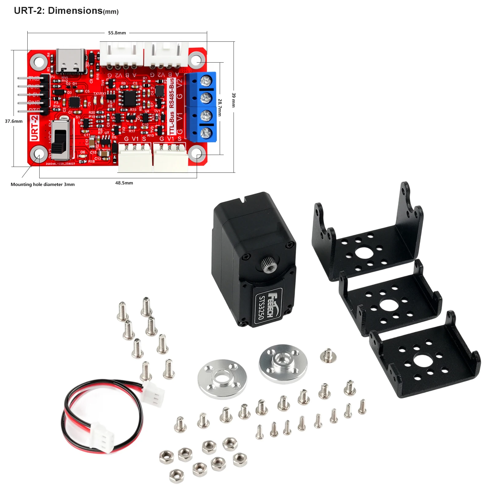Feetech STS3250 50KG Smart Servo 12V Coreless Serial Bus Magnetic Encoder 360° Multi Turn TTL Protocol Industrial Robotic Servos