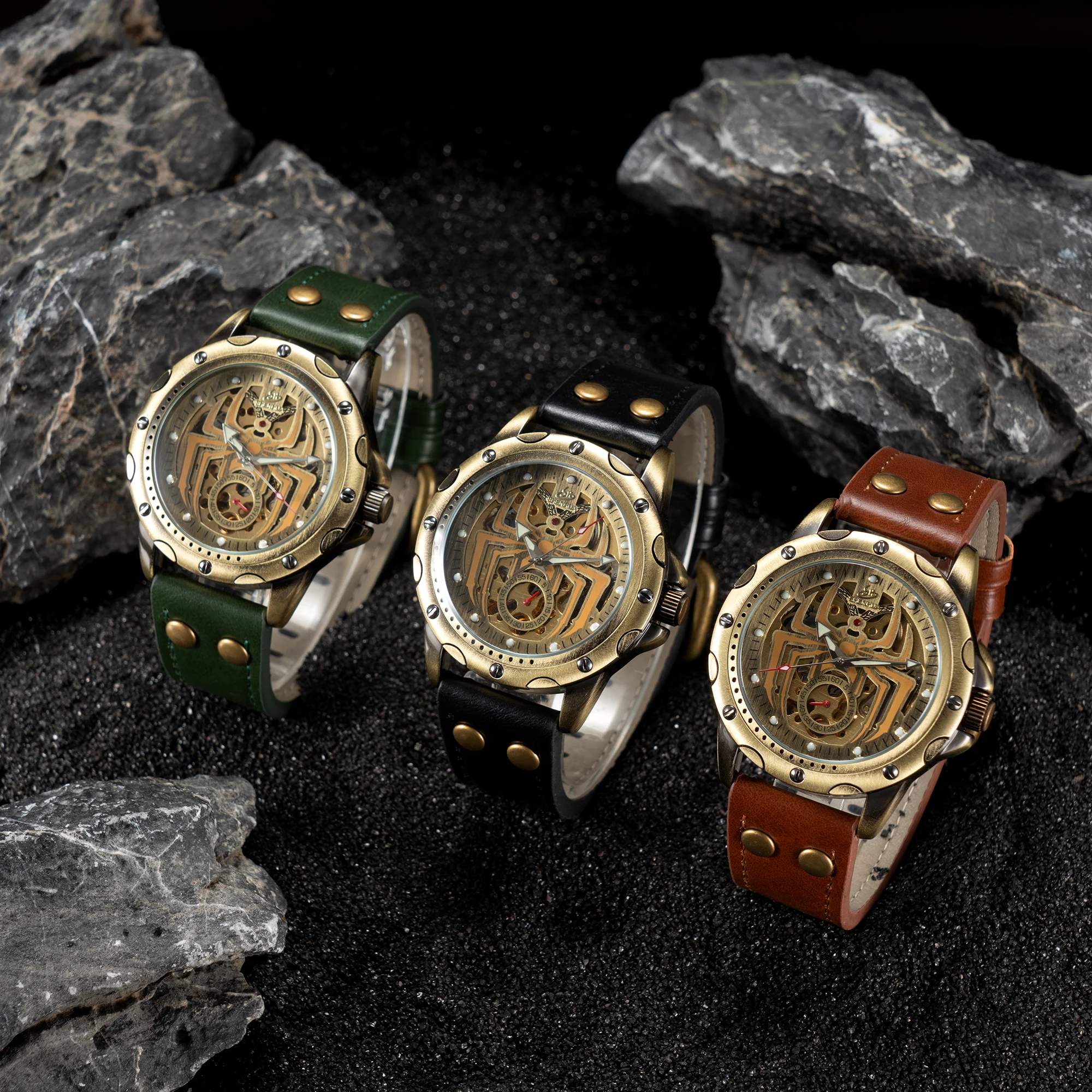 ساعة رجالية عصرية مجوفة توربيون مضيئة حركة ميكانيكية أوتوماتيكية بالكامل ساعات آلية reloj automatique