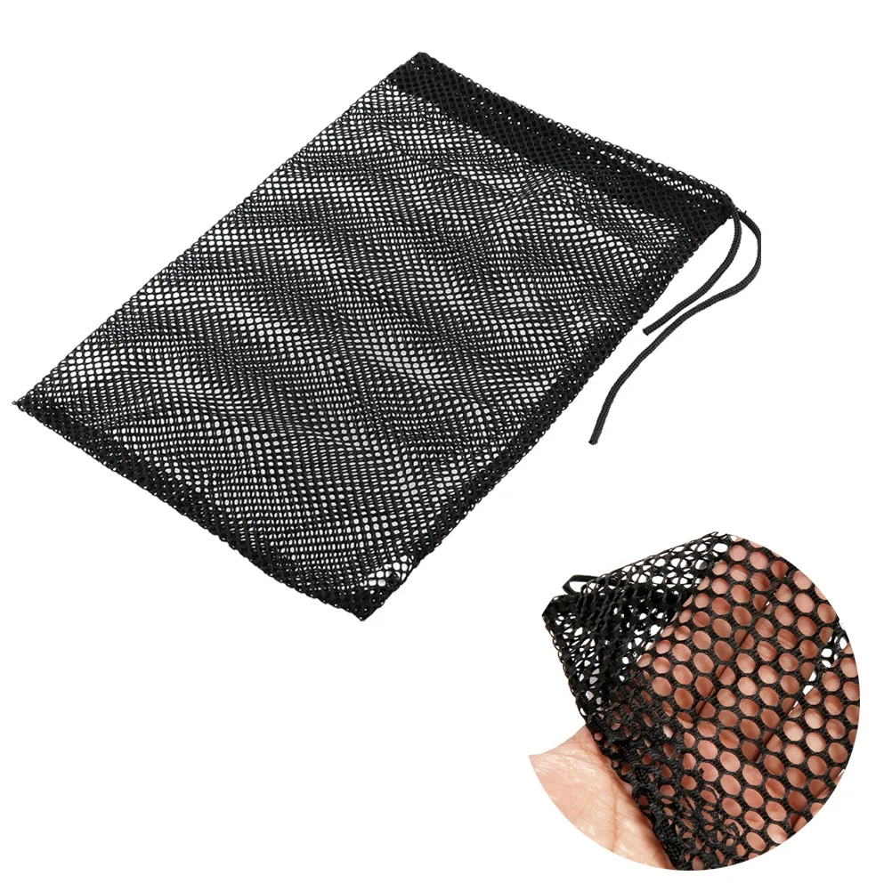

3pcs Black Durable Mesh Nets Bags Pouch Tennis Ball Carrying Holder Storage Drawstring Closure Bag Not Included Balls(Large Size