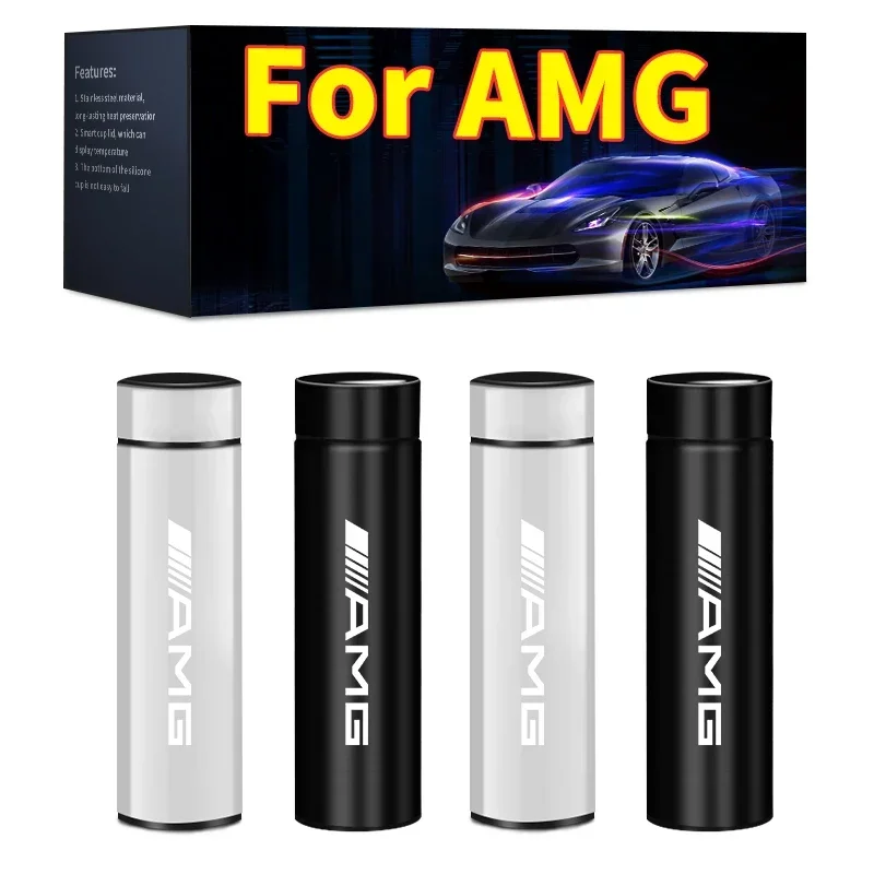 500ml Portable Car Logo Intelligent Stainless Steel Thermos Bottle For Mercedes Benz AMG V177 W124 W168 W169 W176 W177 W202 W203