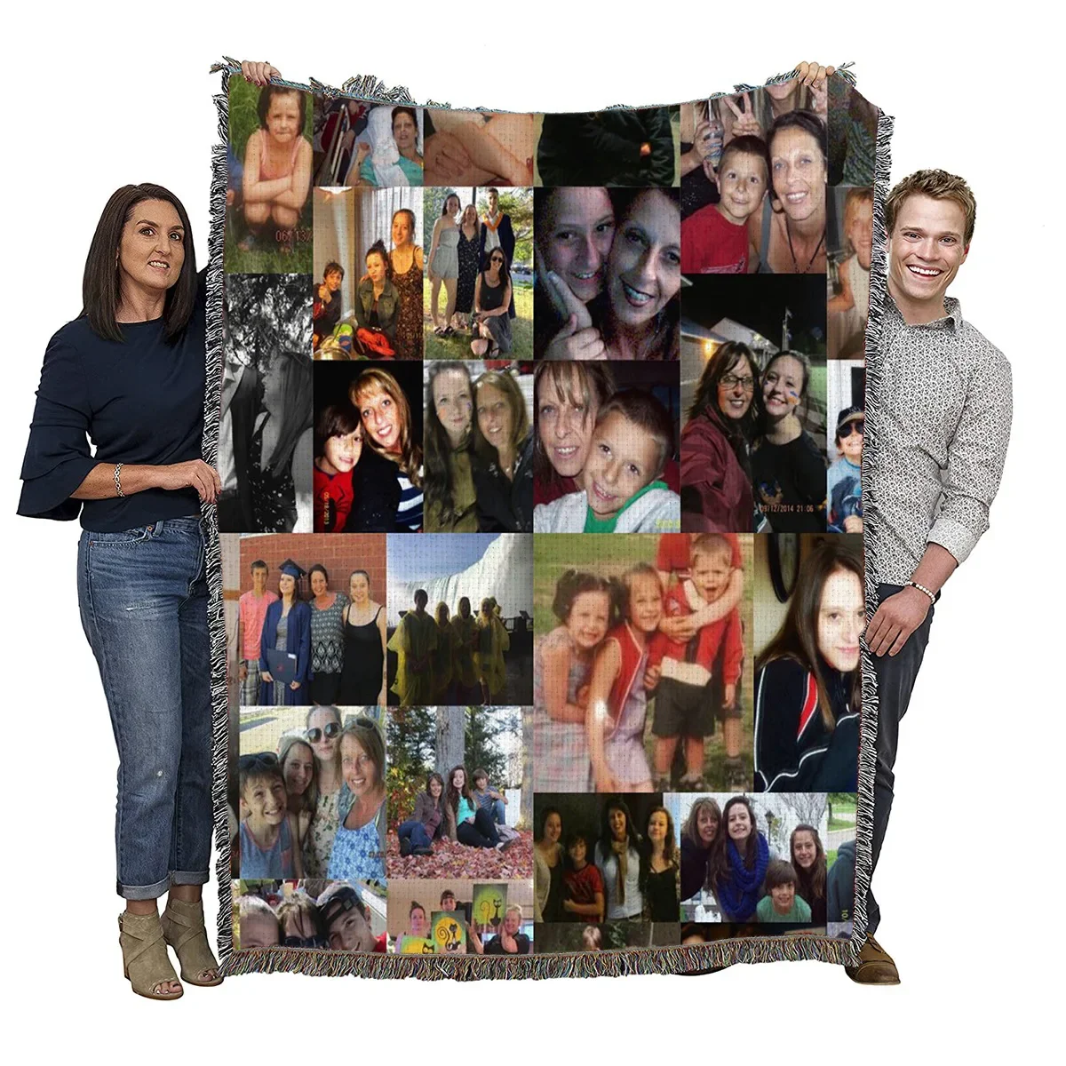 Customized 3D Photos Weaving Thread Blanket Tassel Sofa Knitted Blanket Birthday Gifts Customized Picture Woven Tapestry Blanket