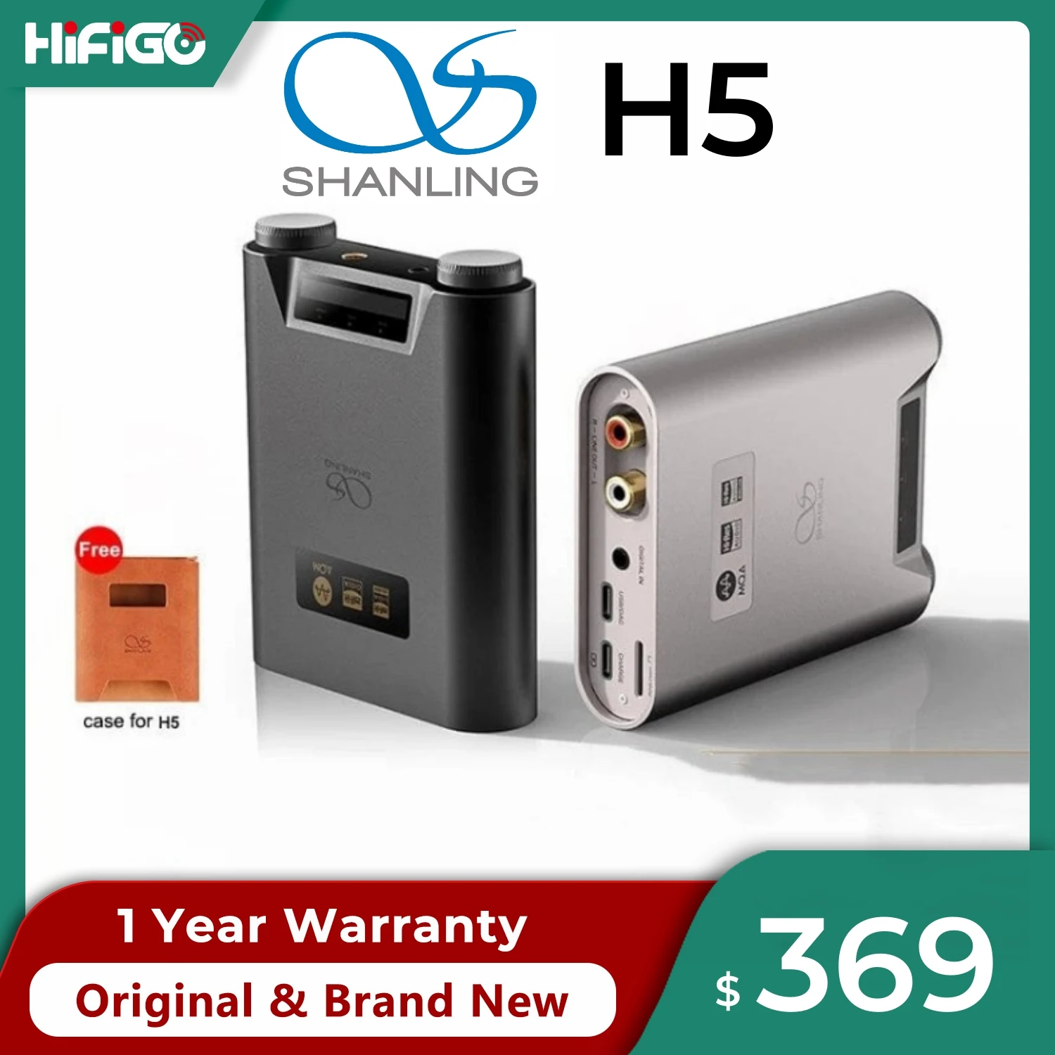 

SHANLING H5 Hi-Res Bluetooth 5.0 HIFI Headphone Amplifier Player MQA Decoder Dual AK4493SEQ USB DAC RCA 3.5m4.4mm PCM768 DSD512