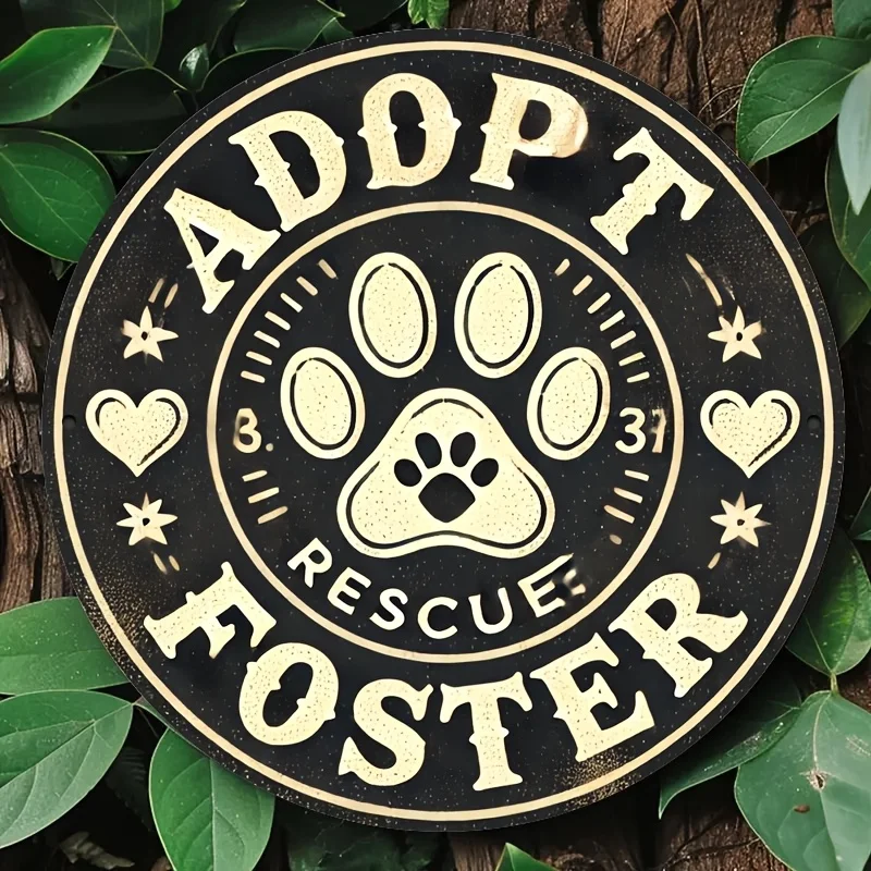 2D Flat, 1pc Adopt don't shop Metal dog rescue sign - Vintage Adoption Poster - Heavy-Duty Iron Pet Shelter Decor
