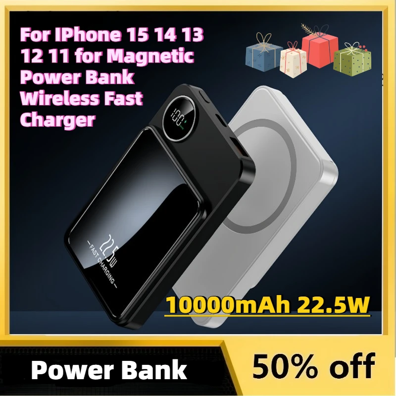 Fast Shipping New 10000mAh 22.5W Magnetic Power Bank for IPhone 15 14 13 12 11 for Magnetic Power Bank Wireless Fast Charger