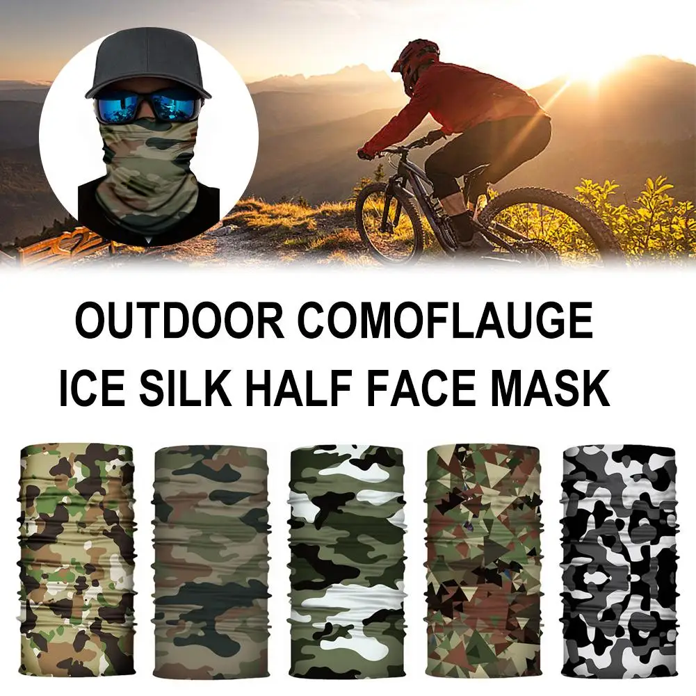 

Unisex Camouflage Ice Silk Magic Bandana Ear Hanger Outdoor Mask Hiking Fishing Half Cycling Cover Neck Scarf Face L0B3