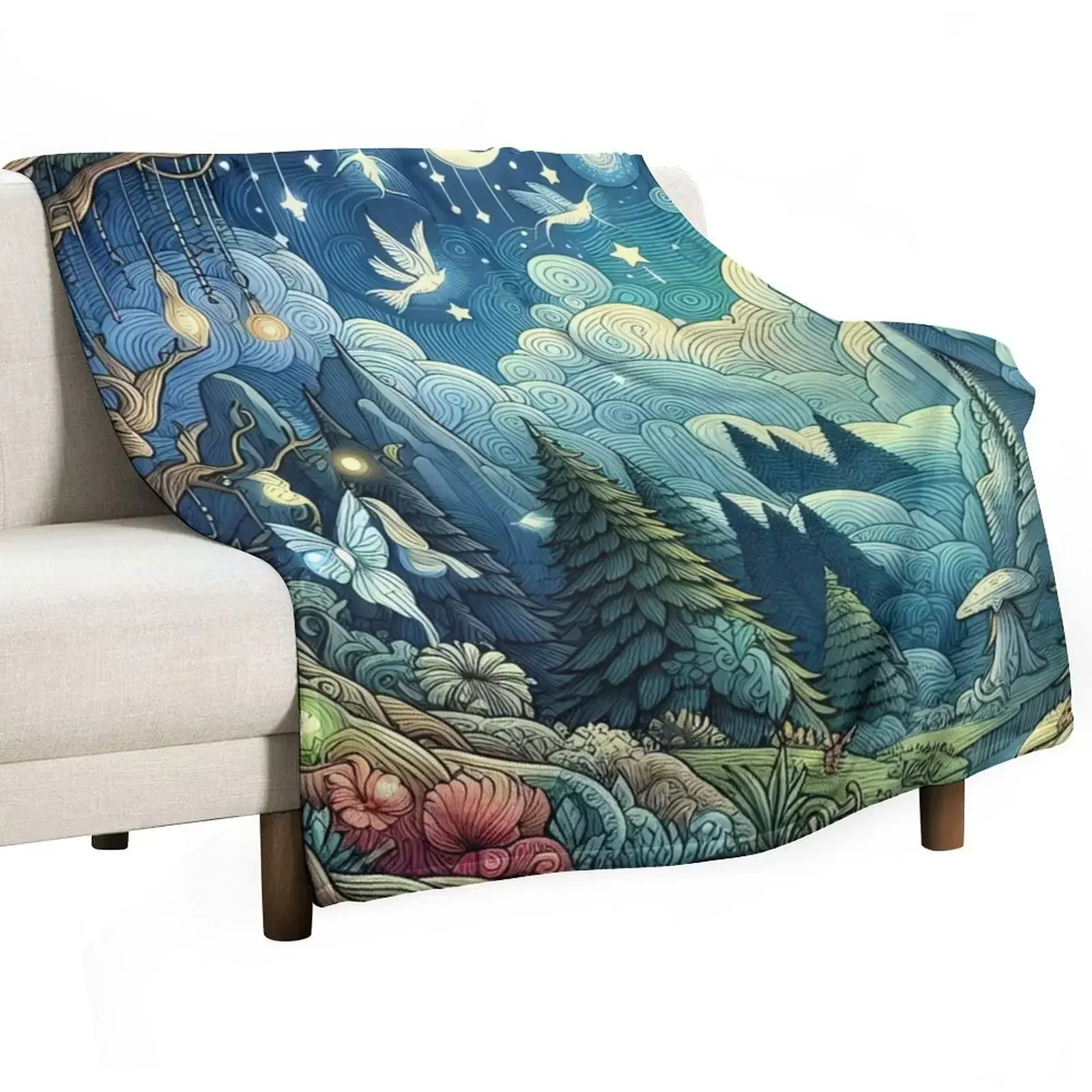 Twilight Fantasy Forest Throw Blanket Tourist Bed Fashionable Blankets