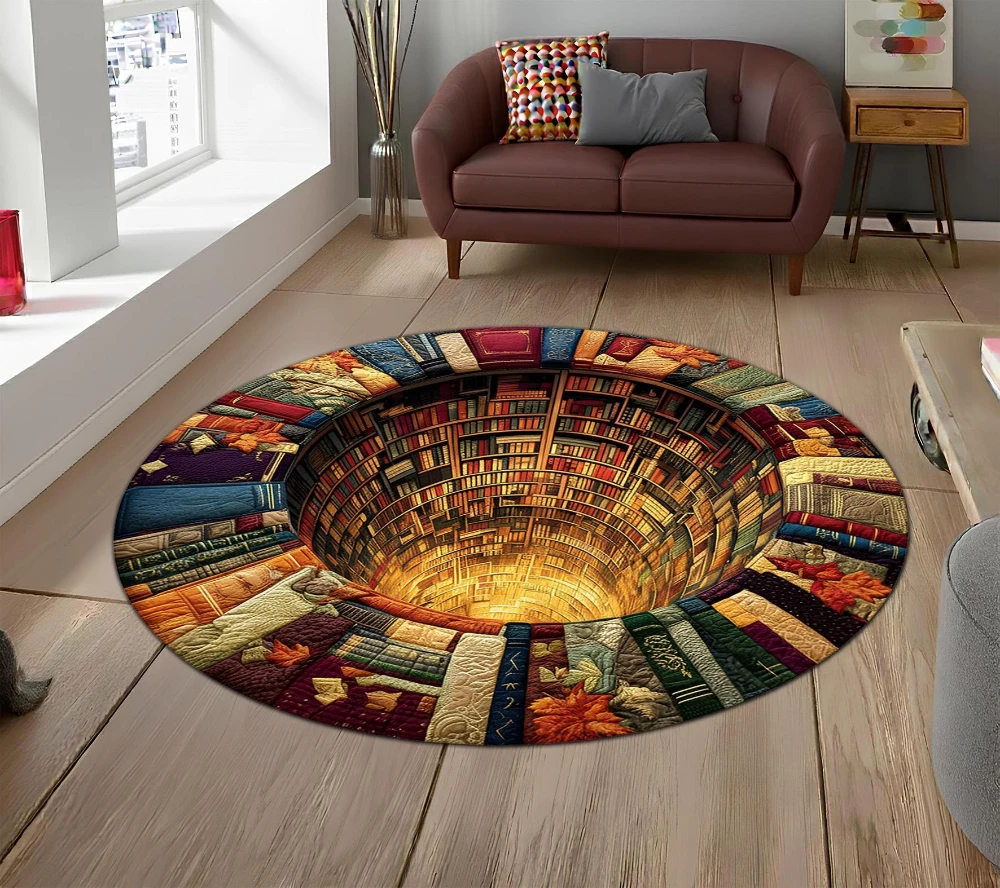 Witchy Black Cat Rose Ornament graphics Round Rug living room sofa rug dining room game room indoor decor Washable Rug