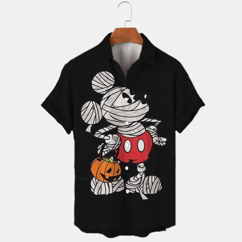 

Summer Miniso Printed Short Sleeve Street Shirts Women's Party Wear Boys Girls Y2k Street Tops Disney Halloween Mickey Minnie