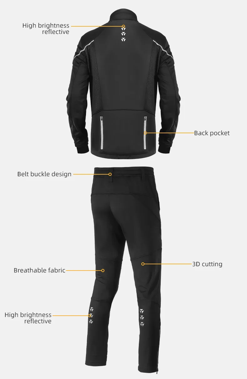 WEST BIKING Winter-Fahrradjacke, warme, winddichte MTB-Fahrradjacke für Herren, Fahrradbekleidung, reflektierendes Set – Detail 18