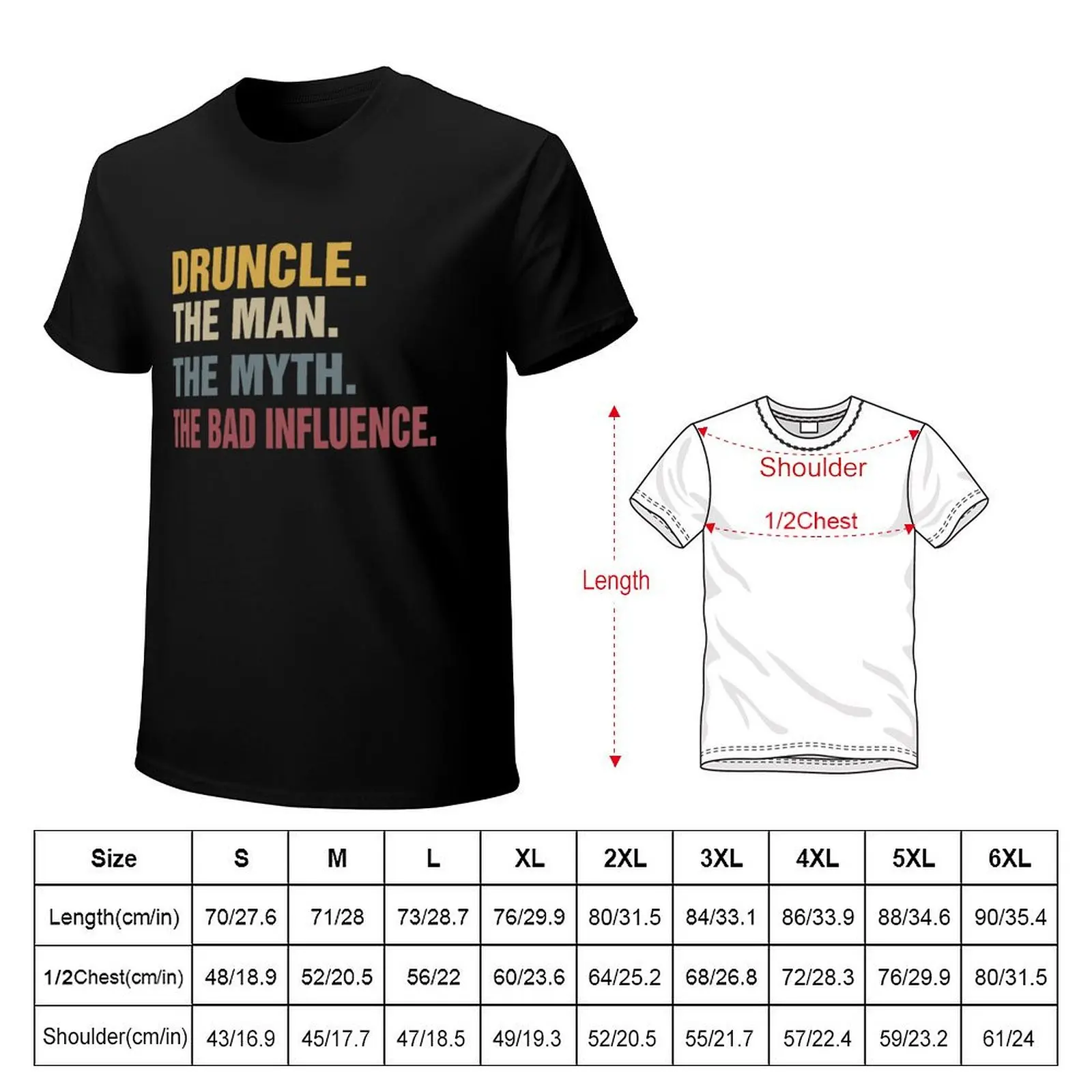 Druncle The Man The Myth The Bad Influence T-Shirt Basic Short Sleeve T-Shirt for Men