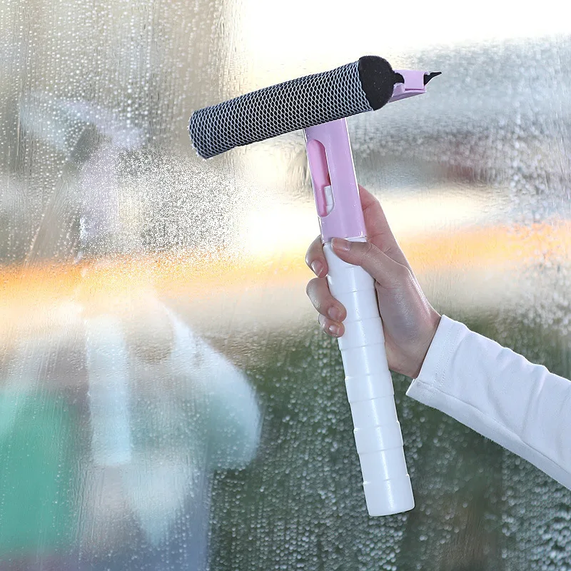 Window Glass Scraper Cleaning Tool with Spray Bottle, for Bathroom Mirror Car Glass Cleaning and Washing