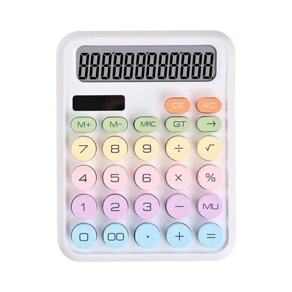 Cute 12 Digits Mechanical Switch Calculator Big Buttons Large LCD Display Calculators Desktop Desk Calculator Basic Office