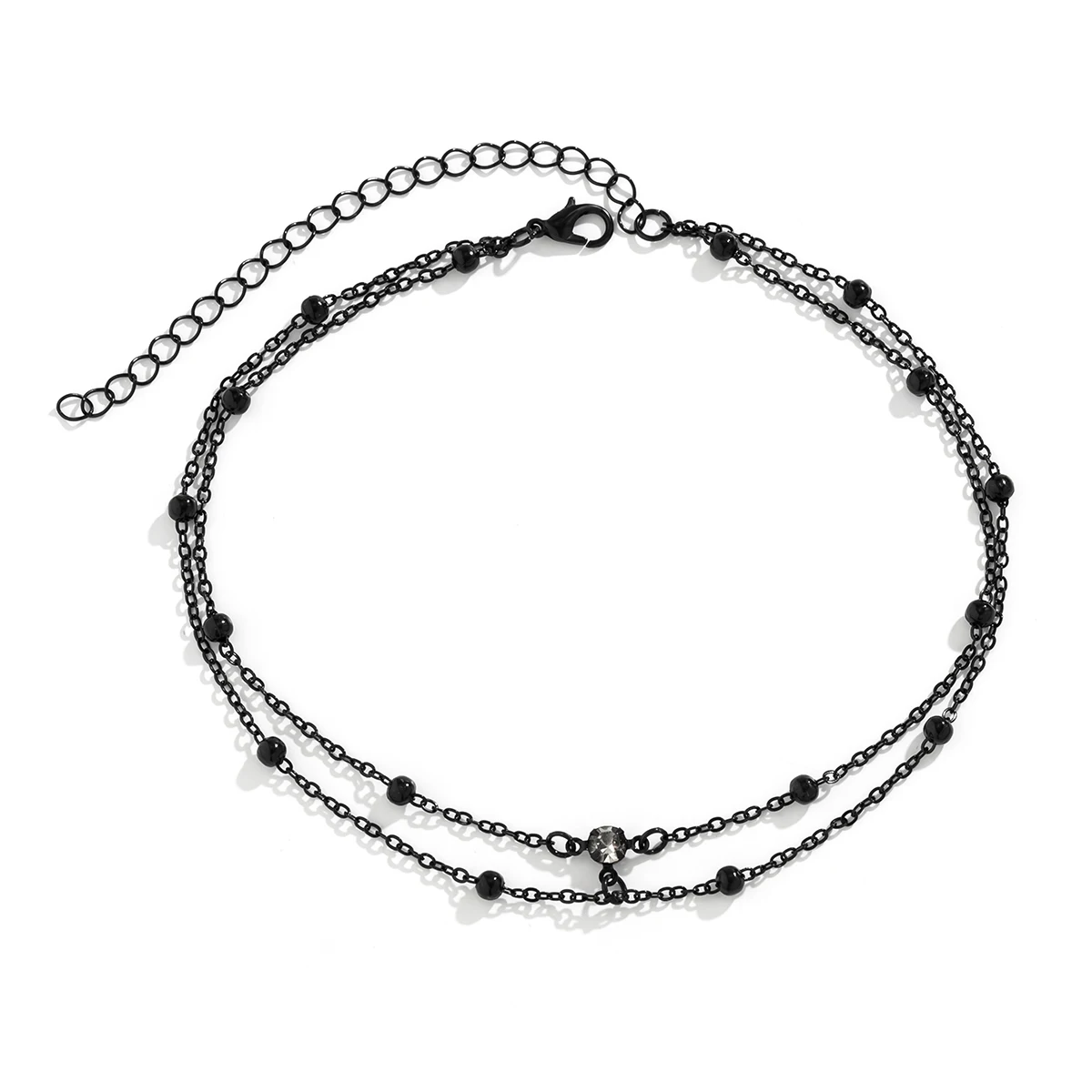 Multilayer Gothic Black Thin Chain Zircon Choker Necklace for Women Vintage Simple Clavicle Link Halloween Jewelry Accessories