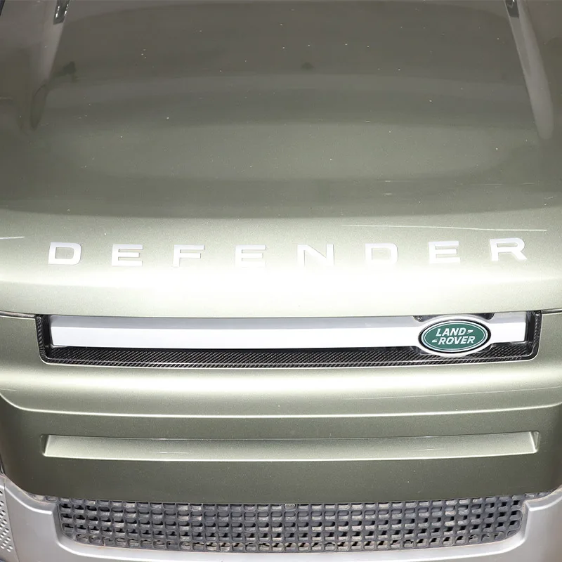 لاند روفر ديفندر 90 110 2020-2024 ألياف الكربون الحقيقية الجبهة مركز مصبغة U شكل شريط زخرفي الملحقات