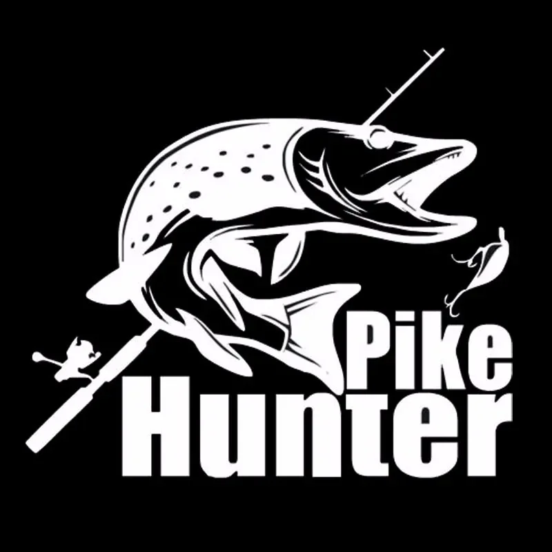 Fashion Pike Hunter Fishing Bite Car Stickers Tuna Gold Fish Decals Accessories for Universal Auto Motorcycle PVC,22cm*19cm