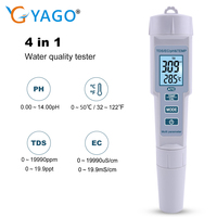 Yieryi New 4 in 1 PH/TDS/EC/Temperature Meter PH Meter Digital Water Quality Monitor Tester for Pools, Drinking Water, Aquariums