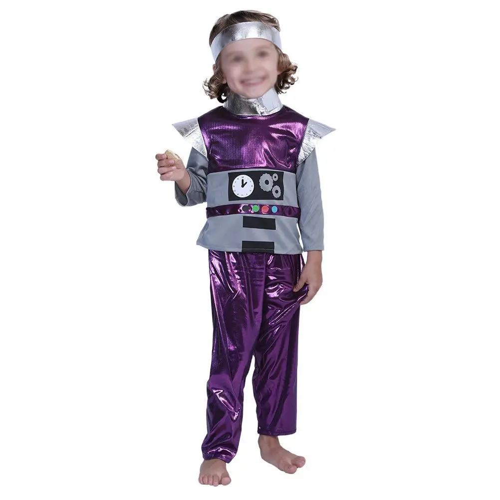 1 conjunto cosplay robô traje poppin adereços role play roupas desempenho wear durável não desbotamento tamanho m roxo