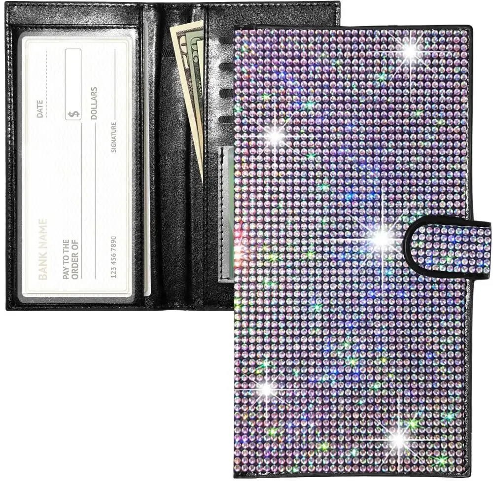 Hasp Rhinestone Checkbook Covers with Pen Insert Bling ID Credit Card Holder Artifitial Diamond Glitter Female Purse For Women