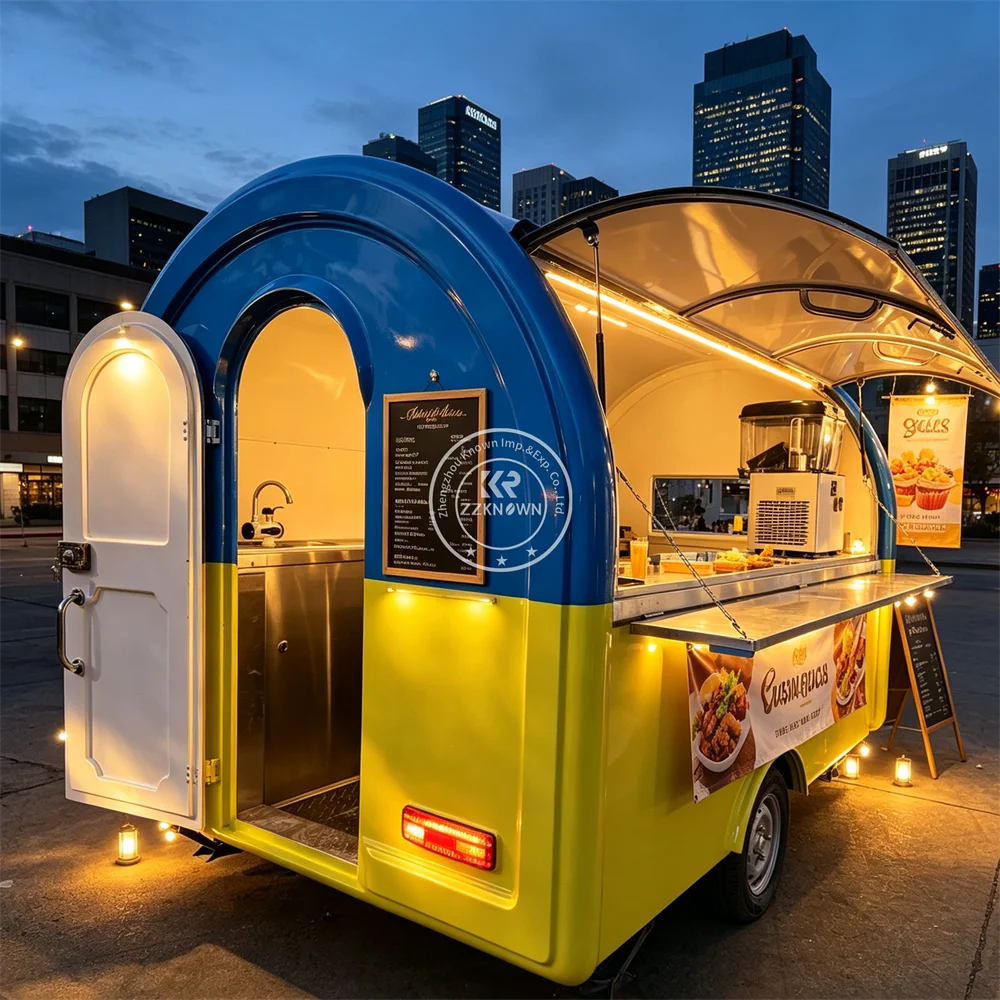 

MobilHigh Quality Mobile Kitchen Truck BBQ Food Truck Street Catering Kiosk Coffee Food Truck Trailer With Full Kitchen Setup