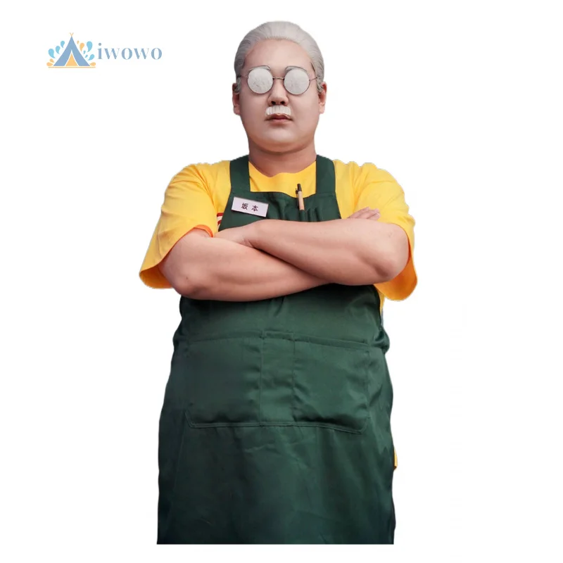 

Anime Sakamoto Days Cosplay Taro Sakamoto Costume Yellow T-shirt Green Apron Outfit Halloween Carnival Uniform for Women Men