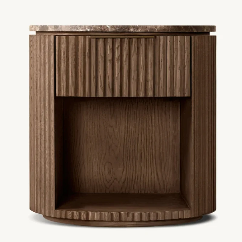 

Luxury Contemporary Bedroom Furniture Travertine Top Bedside Table Stone Top Open Bedside Table