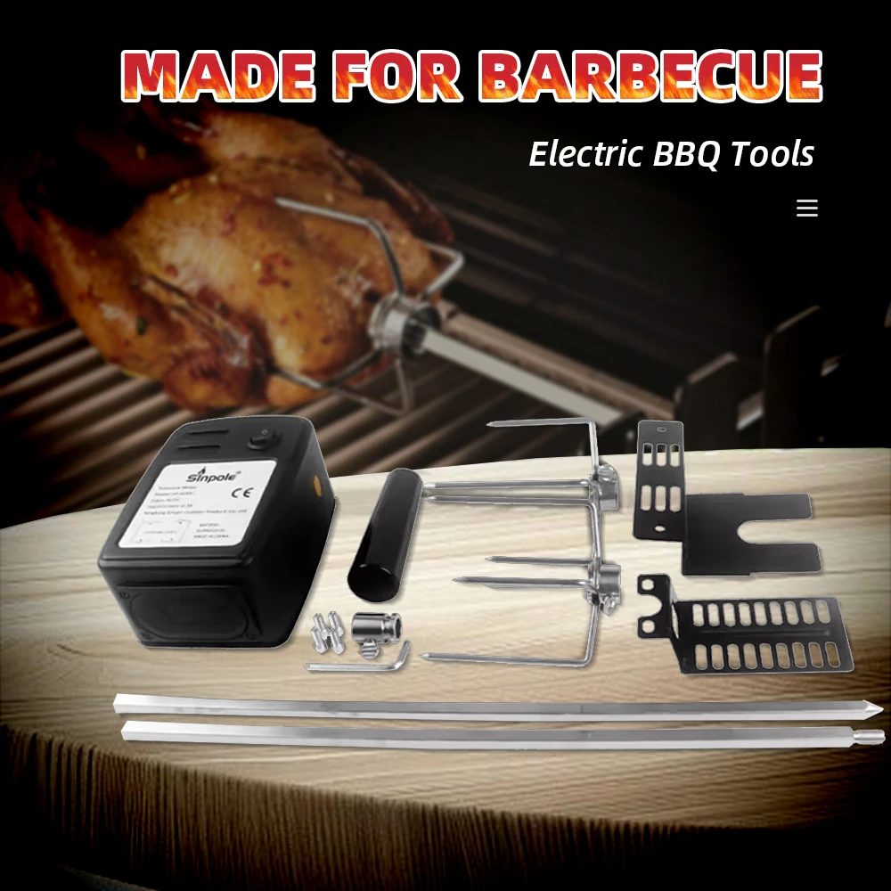 

Automatic Rotisserie Kit Electric BBQ Motor Camping Cooking Tools Stainless Steel Electric BBQ Grill Sliding Rotisserie
