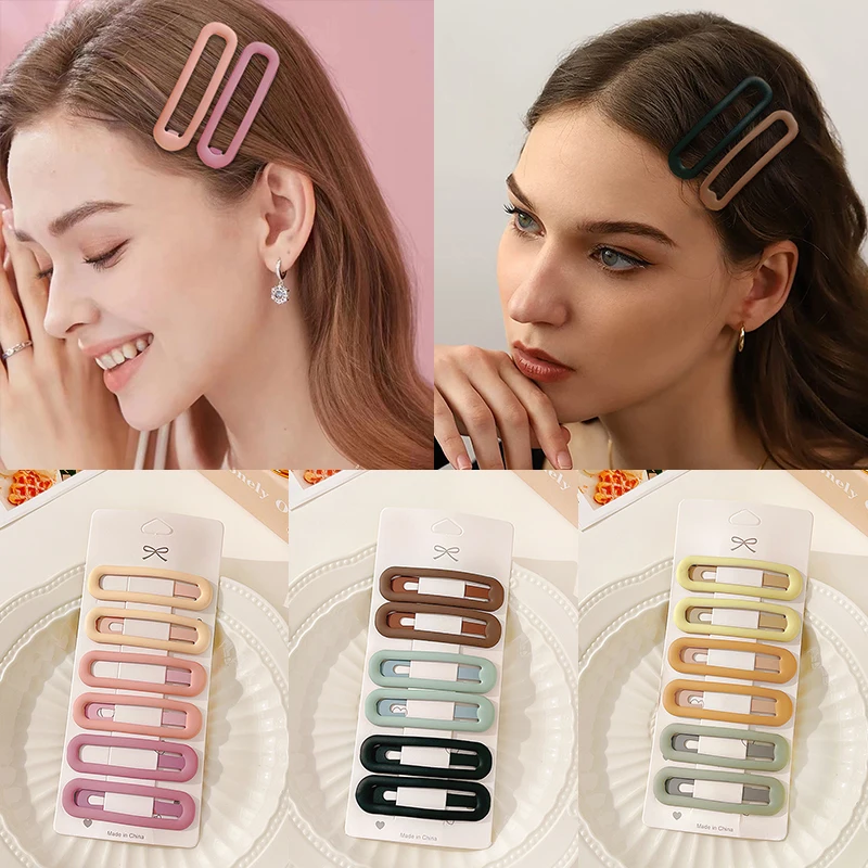 6/12 Pcs/Set Women Girl Fashion Colors Geometry Ornamen Hair Clips Adult Sweet Hollow Barrettes Hairpins Female Hair Accessories