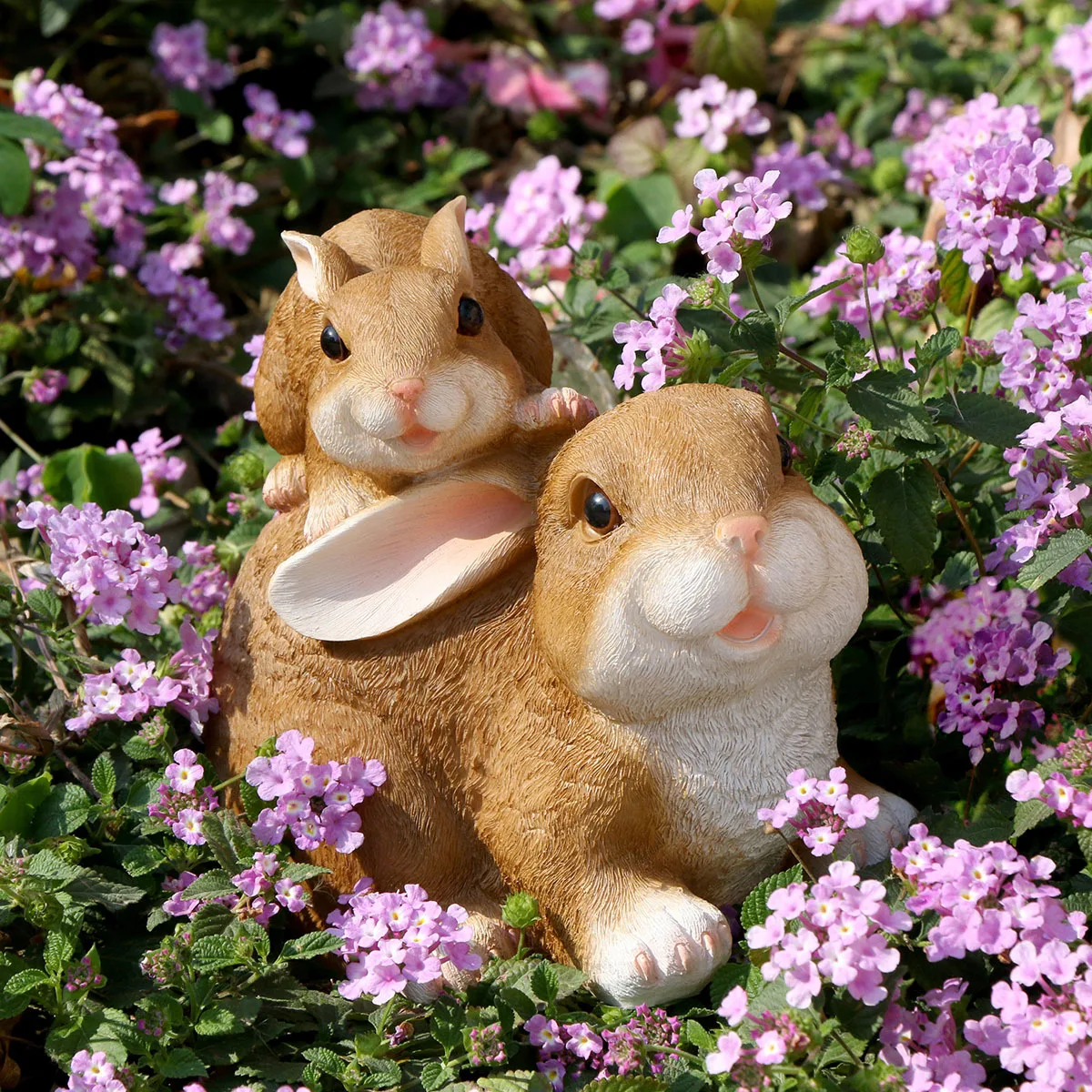 

Outdoor Garden Realistic Animal Wild Rabbit Figurine For Garden Courtyard Creative Decoration Resin Figurine Craftwork