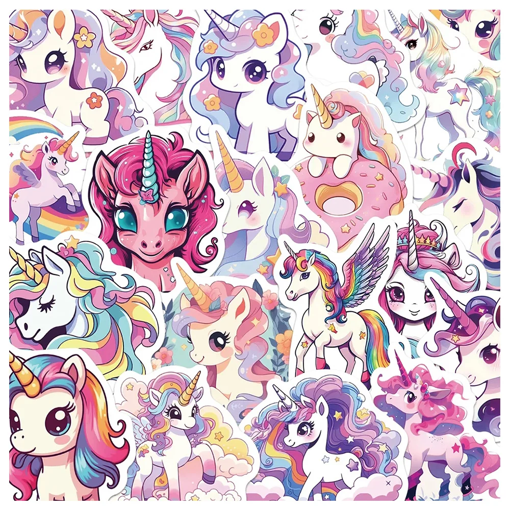 

10/30/50PCS Cute Cartoon Unicorn Stickers Aesthetic DIY Luggage Guitar Stationery Waterproof Kawaii Graffiti Sticker for Kid Toy