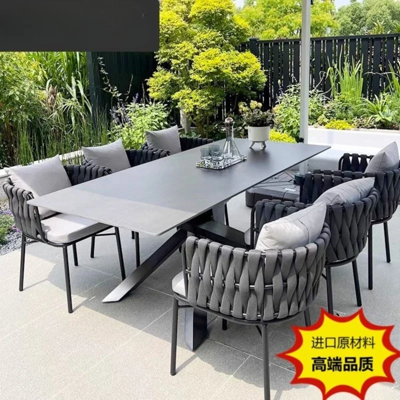 Outdoor table and chair courtyard high-end villa rock slab table garden balcony furniture outdoor