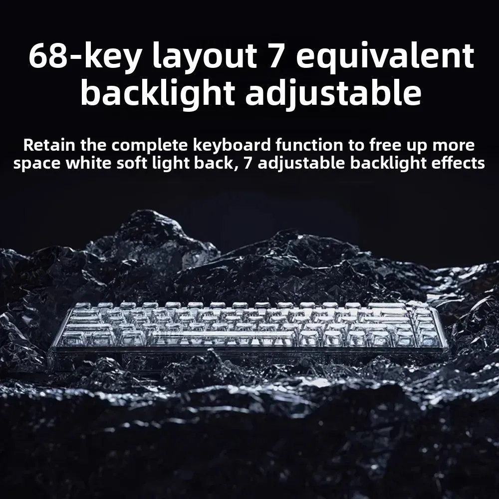 Lofree 1% Mechanical Keyboard Transparent 65% Layout Bluetooth Wireless 68 Keys Type-c Wired PC Keycap Kailh Switch for Laptop