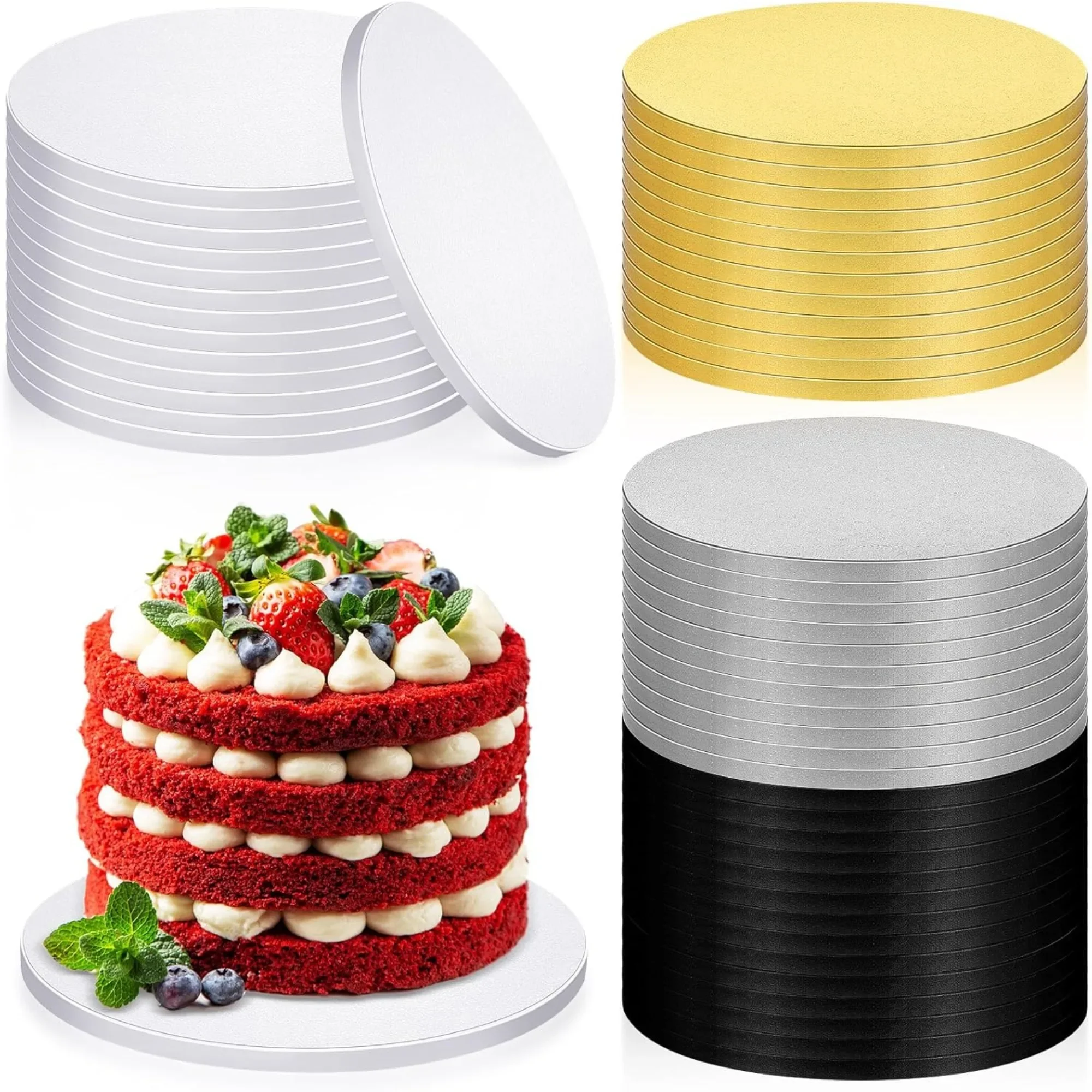 

8PCS Cake Drums 12inch round Sturdy Corrugated DIY Cake dessert Cardboard Base Wedding Birthday Baby Shower Party Display stand