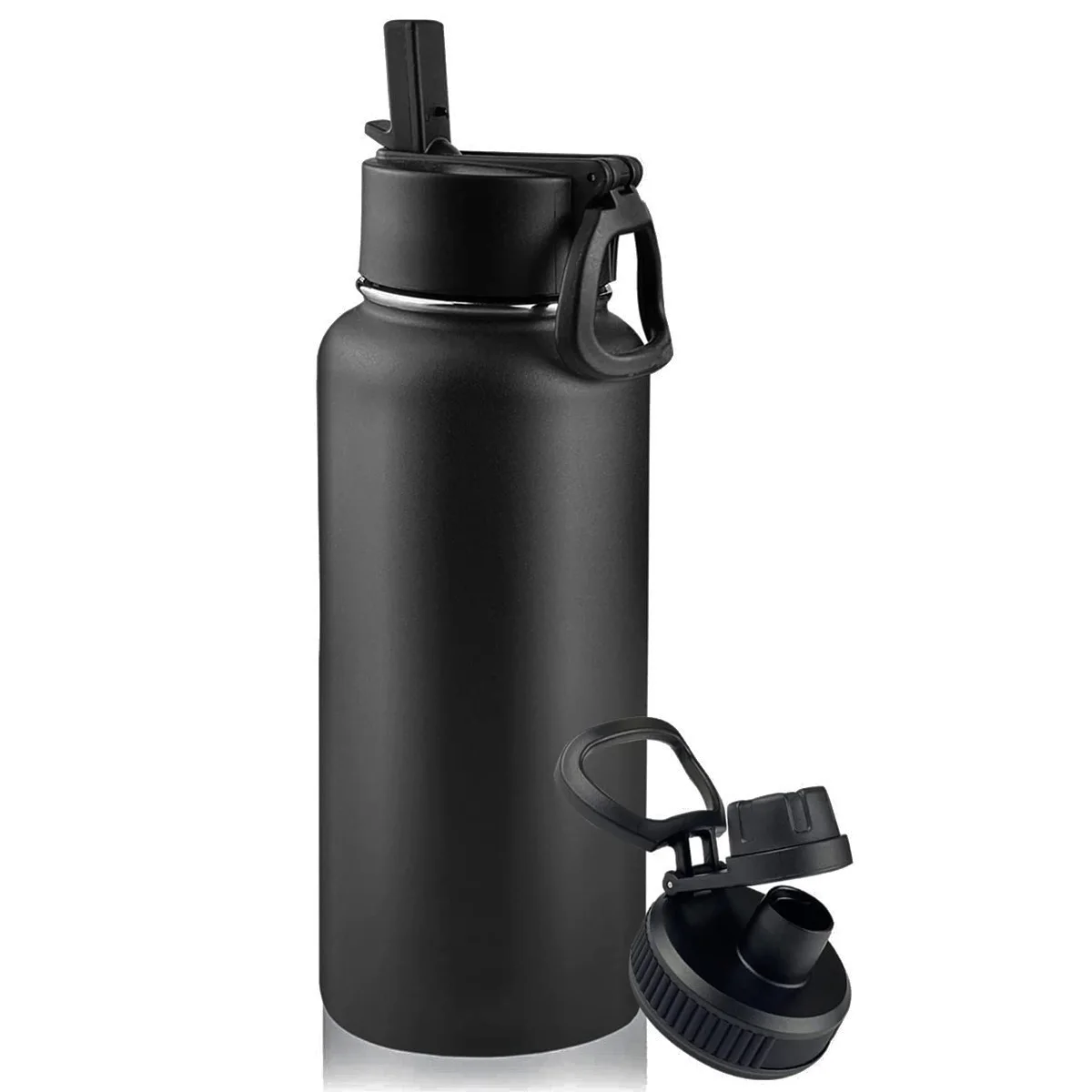 32 oz 1L Insulated Water Bottle with Straw Lid and Spout Lid,Stainless Steel Sports Water Bottle,Double Wall Vacuum Thermos