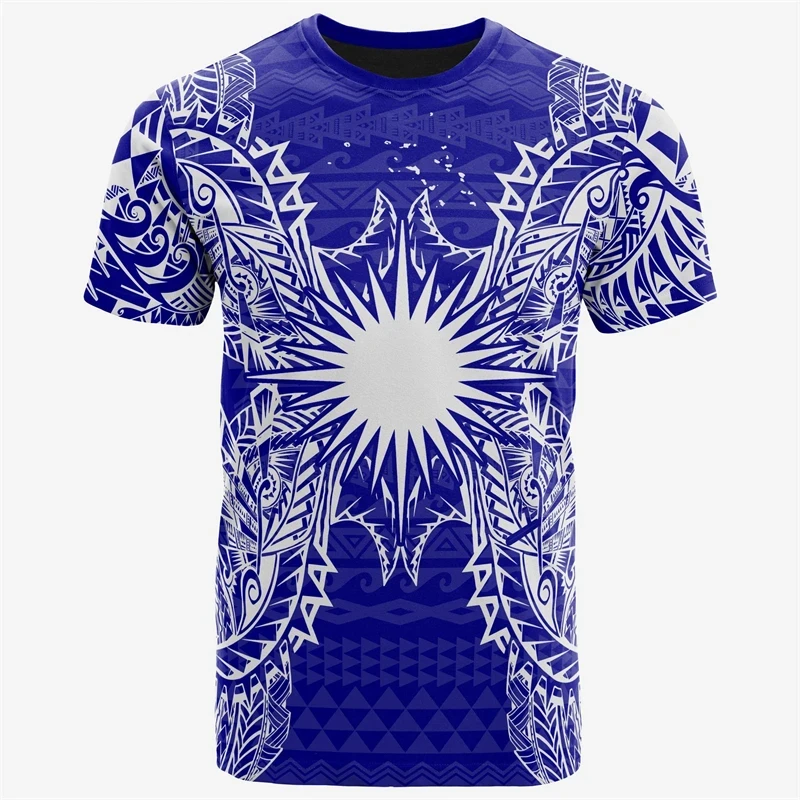 

3D Print Polynesian Culture T Shirt For Men Cool Tribal Island Retro Tattoo Short Sleeves Tops T-shirt Summer Street Tee Shirts