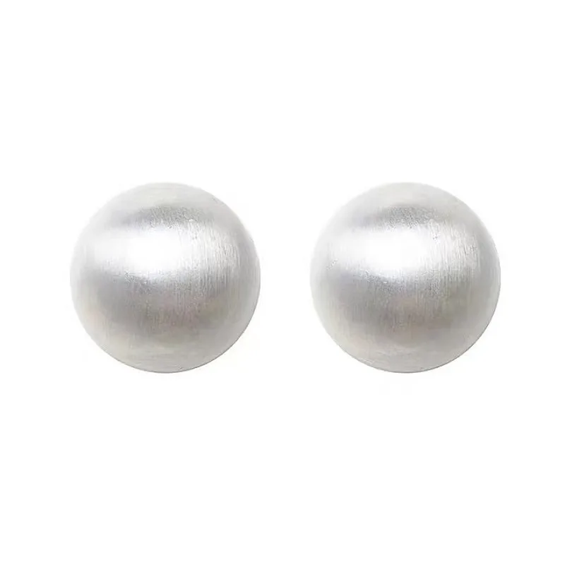 Small Round Gold Earrings Metal Brushed Frosted Ball Stud Earrings for Women Temperament Fashion Jewelry Accessories Party Gift