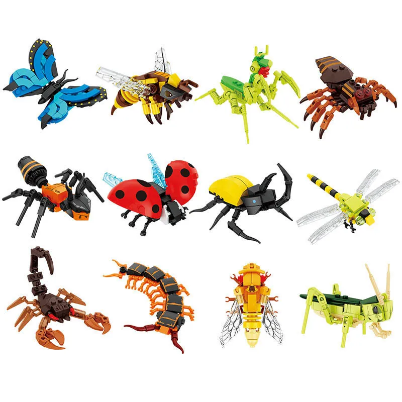 Building blocks children's educational assembly insect butterfly model compatible with boys scorpion centipede toys