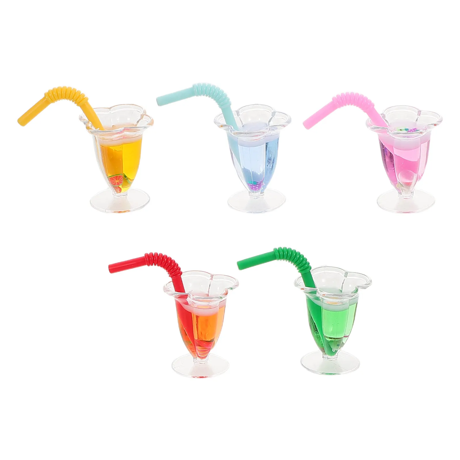 

5Pcs Resin Miniature Beverage Cups Realistic Fake Drinks for Dollhouse Kitchen Decor DIY Photography Props Tiny House