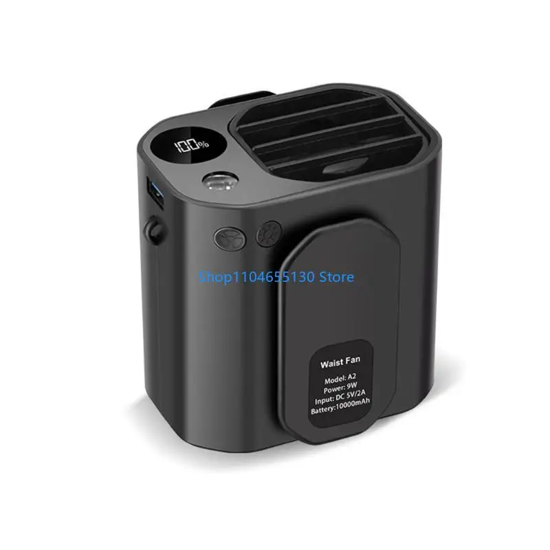 Wearable Necked Fan with LED Light for Outdoor Camping Portable Rechargeable Fan