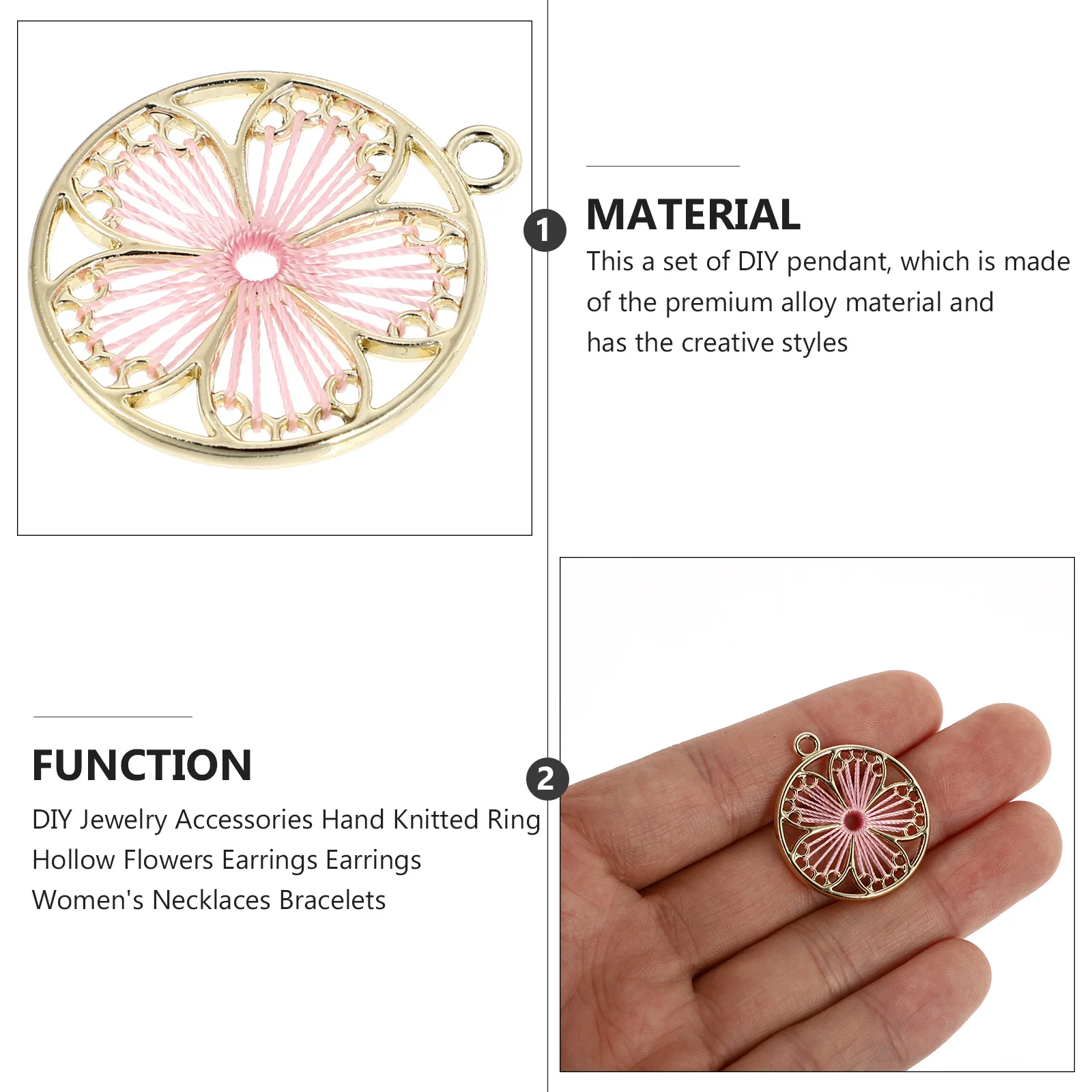 

5pcs Earring Charms Diy Jewelry Making Supplies Alloy Round Pendants Necklace Bracelet Keychain Craft Hanging Accessories