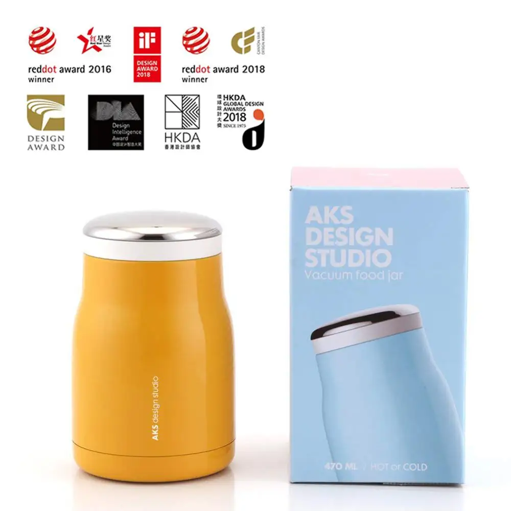 AKS Vacuum Flask Insulated Stainless Steel Food Jar kids Tumbler 16 Oz Hot Food Thermos Containers Pot Braised Beaker Thermal