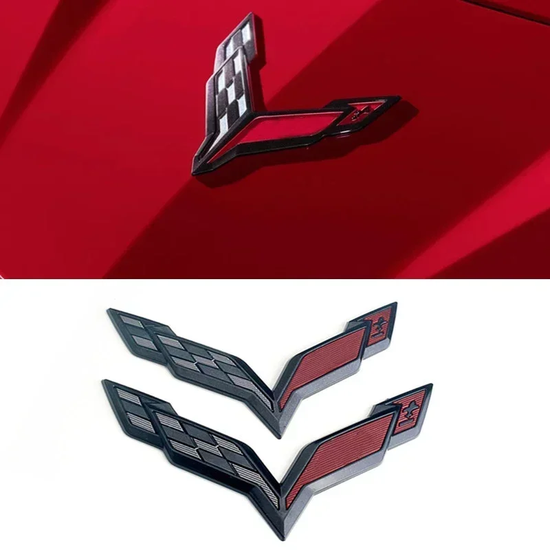 Car Badge Hood For Chevrolet Sticker 2pcs Corvette Trunk Sticker Hood Sticker Emblem For Chevrolet Corvette LTZ F1 Car Styling