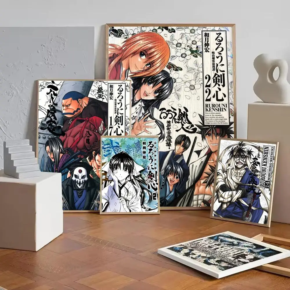 Anime R-Rurouni Kenshin Poster Decorative Wall Art Stickers Mural Photo Print for Home Living Room Hallway Decor
